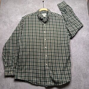 LL Bean Button Down Shirt Men's Medium Green Plaid Casual Outdoor Classic